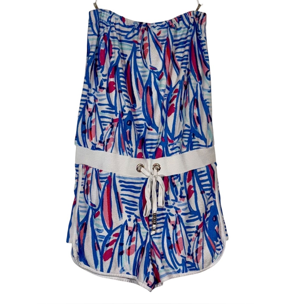 Lilly Pulitzer Dixon Romper Red Right Return Size XS Terry Cloth Beach Cover Up